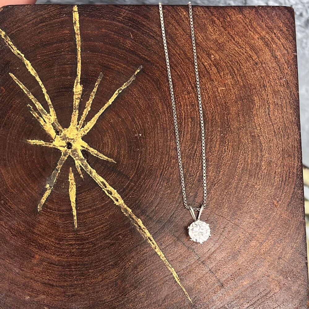 Sterling Silver Necklace Cubic Zirconia Sparkly Jewelry